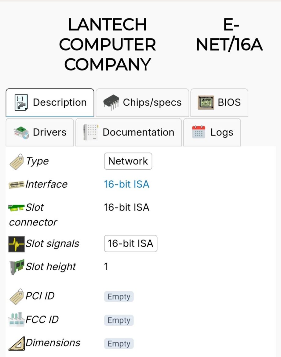 LANTECH E-NET/16A EPCB001493 ISA Realtek Ethernet Adapter RJ-45 BNC AUI