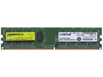 Crucial CT12864AA800M8FM 1GB DDR2 240-pin DIMM Memory Module - CT12864AA800M8FM