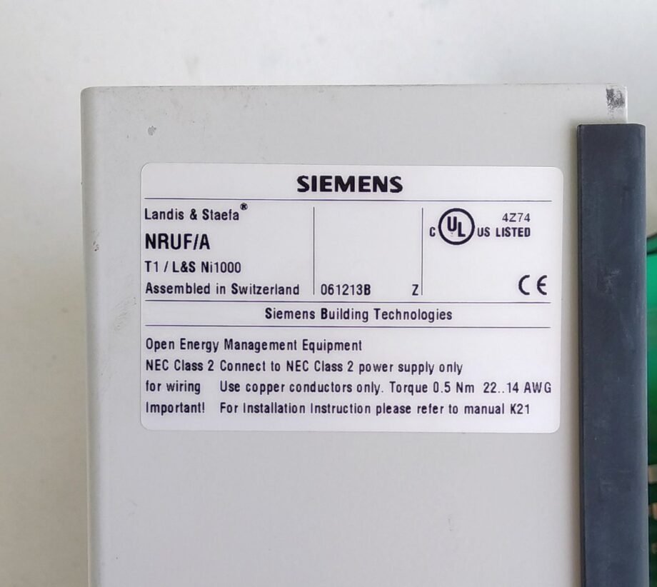 SIEMENS NRUFA T1 LS Ni1000 Building Automation Controller - NRUF_A_T1
