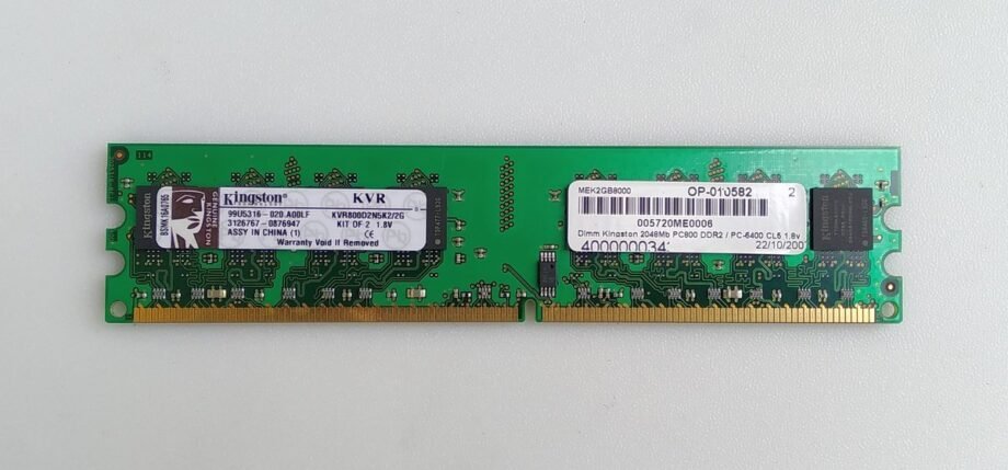 Kingston KVR800D2N5K22G 2GB DDR2 800MHz CL5 DIMM Memory Module - KVR800D2N5K2-2G