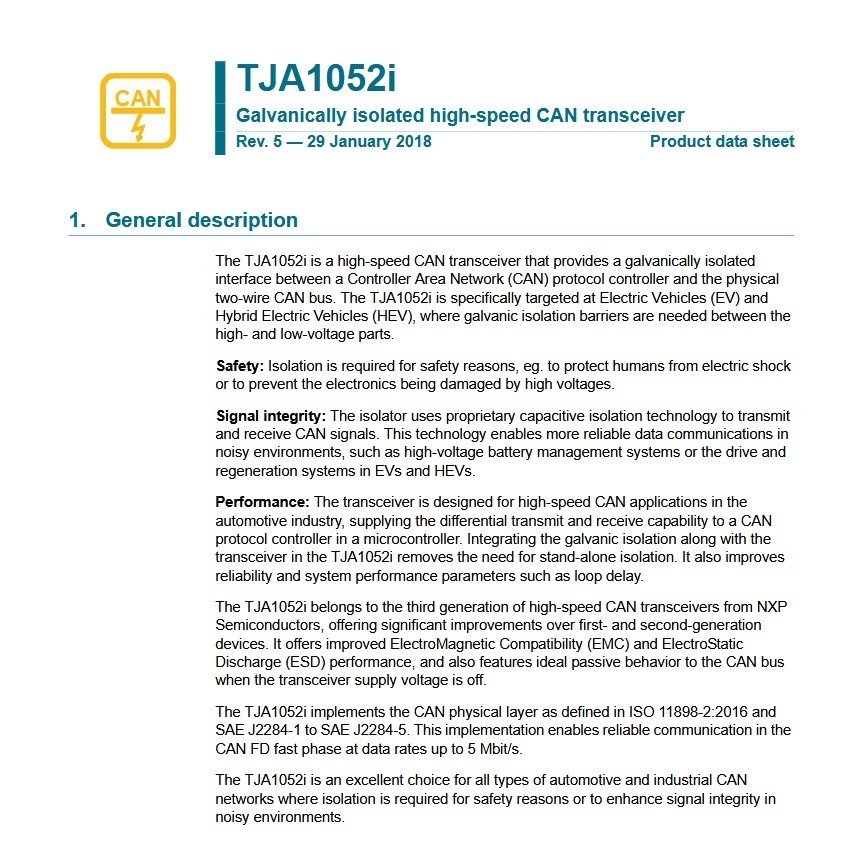NXP TJA1052IT2 High-Speed CAN Transceiver 5V SO8 Automotive AEC-Q100