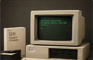 1980s DOS 8088 vintage PC with CRT monitor