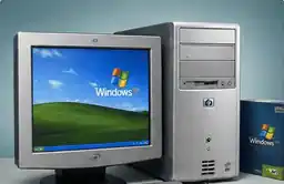 Early 2000s Pentium PC with CRT monitor and Windows XP era styling